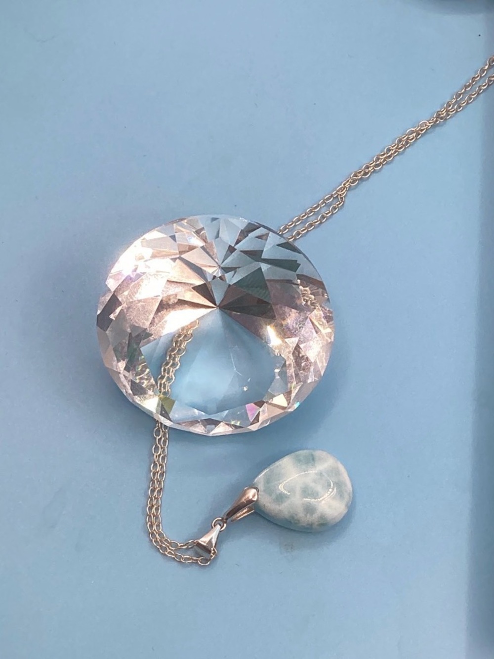 Delicate Teardrop Larimar Pendant Necklace - Blue - Picture 7 of 7